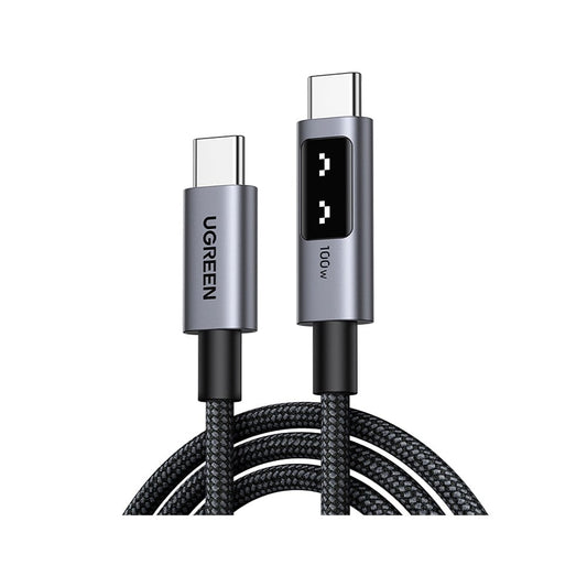 สายชาร์จ Ugreen USB-C to USB-C Cable Nylon 100W 1M. Robot Gray