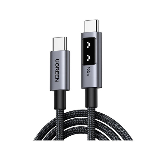 สายชาร์จ Ugreen USB-C to USB-C Cable Nylon 100W 2M. Robot Gray
