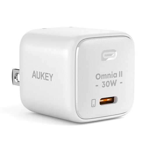อะแดปเตอร์ Aukey Wall Charger 1 USB-C 30W GaN Tech White