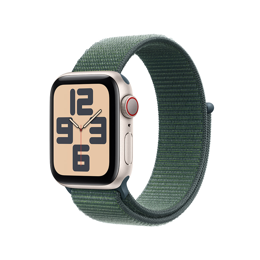 Apple Watch SE GPS Cellular 40mm Starlight Aluminium Case with Lake Green Sport Loop
