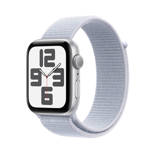 Apple Watch SE GPS 44mm Silver Aluminium Case with Blue Cloud Sport Loop