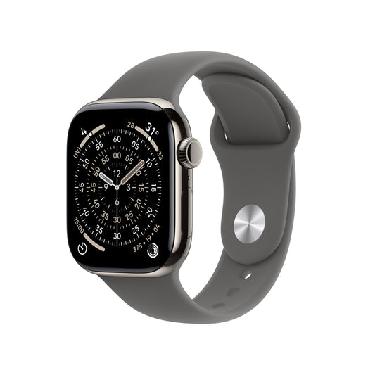 Apple Watch Series 11 GPS + Cellular 42mm Natural Titanium Case with Stone Grey Sport Band - M/L