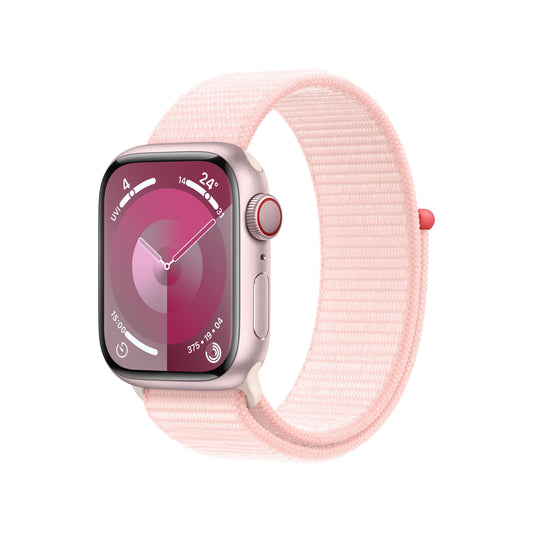 Apple Watch Series 9 GPS + Cellular 41mm Pink Aluminium Case with Light Pink Sport Loop