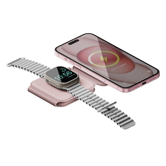 ที่ชาร์จไร้สาย Bazic 3in1 Foldable Magnet 15W Pink