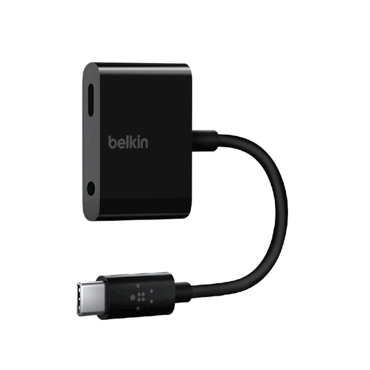 อะแดปเตอร์ BELKIN UROCKSTAR 3.5MM AUDIO + USB-C Charger Adapter Black