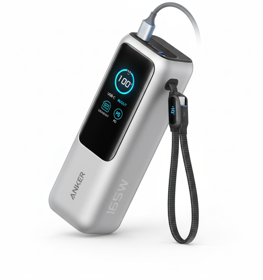 แบตเตอรี่สำรอง Anker 25,000 mAh Power Bank 165W Silver