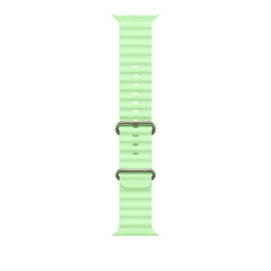 49mm Neon Green Ocean Band - Natural Titanium Finish