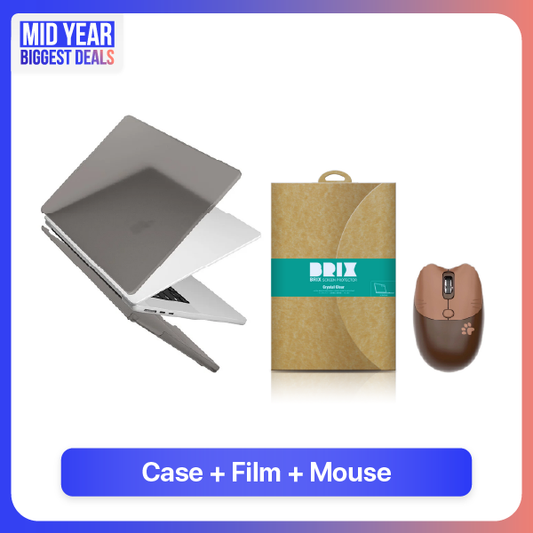 Matte Grey Case+Film+Mouse สำหรับ Macbook Air 13" M2/M3/M4