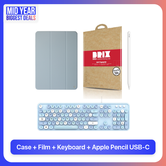 Light Pink Case+Film+Keyboard+Apple Pencil USB-C สำหรับ iPad Air M2/M3 11"