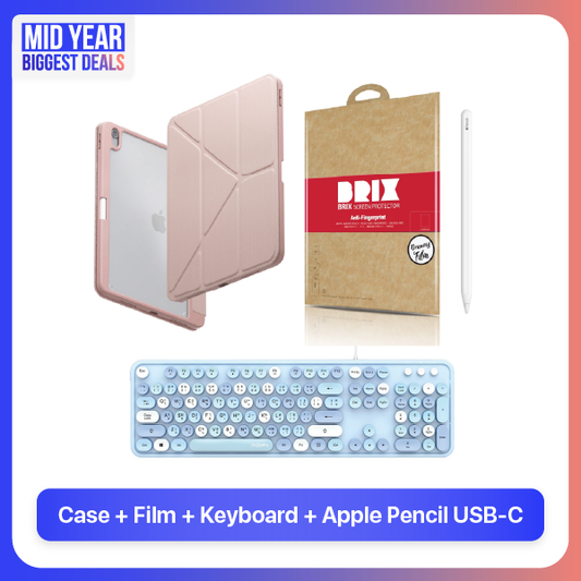 Blush Pink Case+Film+Keyboard+Apple Pencil USB-C สำหรับ iPad Air M2/M3 13"
