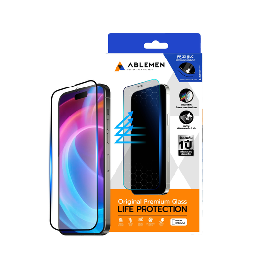 ฟิล์มกระจกถนอมสายตา Ablemen Tempered Glass iPhone 16 Pro Black