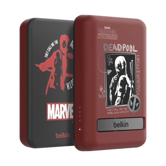 พาวเวอร์แบงค์ Belkin 7.5 วัตต์ ความจุ 5,000 mAh พร้อมขาตั้งในตัว ลาย Deadpool
