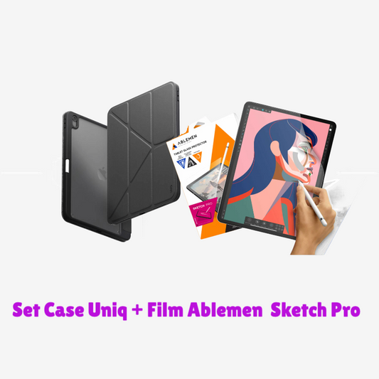 Set Case Uniq Moven สีเทา+ Film Ablemen Sketch Pro สำหรับ iPad Air M2/M3/M4 11นิ้ว