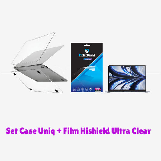 Set Case Uniq สีใส + Film Hishield Ultra Clea สำหรับ Macbook Neo 13นิ้ว