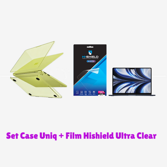 Set Case Uniq สีเขียว + Film Hishield Ultra Clea สำหรับ Macbook Neo 13นิ้ว