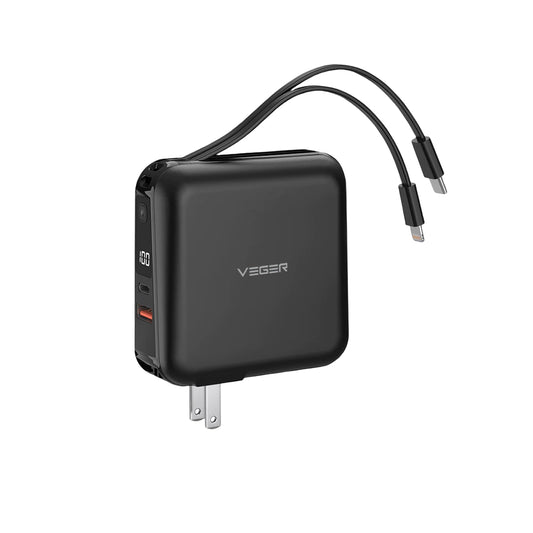 แบตเตอรี่สำรอง Veger P15 Power Bank 15,000 mAh With Built In Cable And Adapter 20Wblack