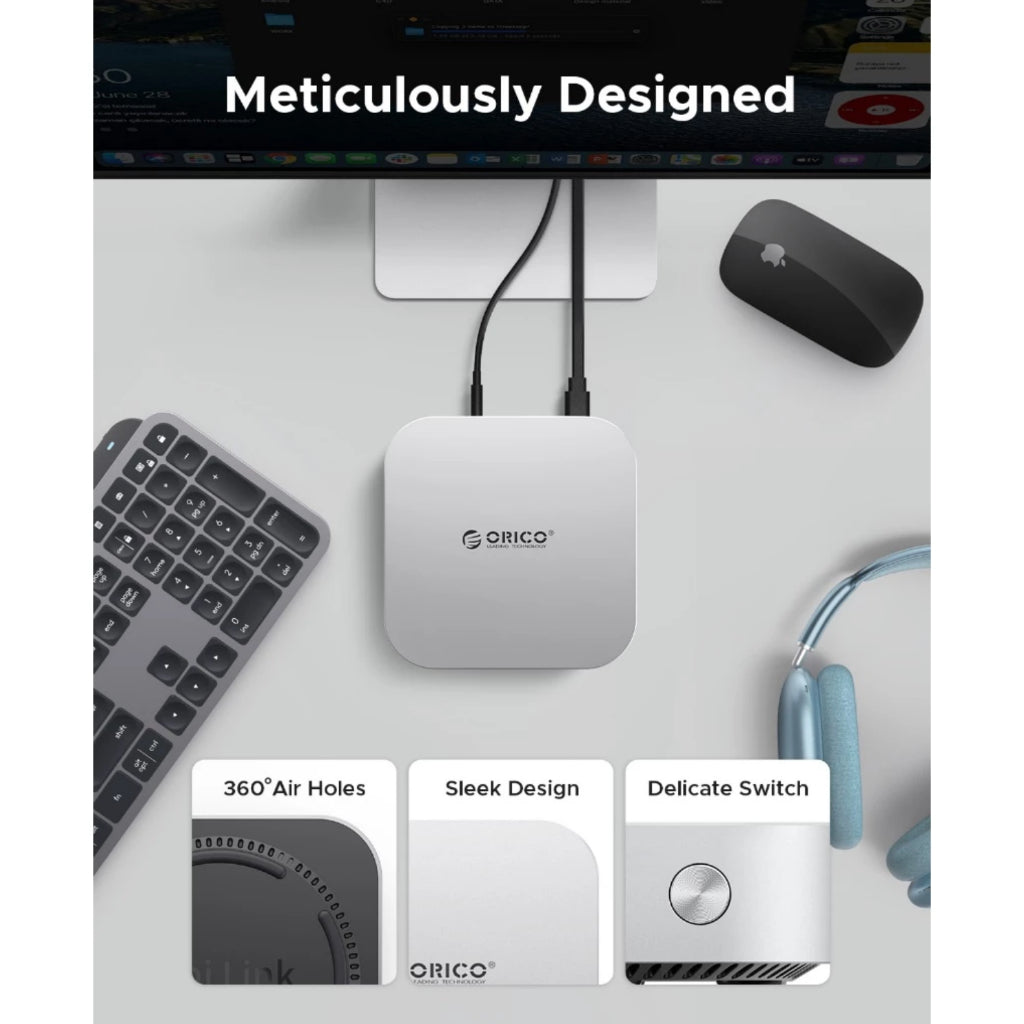 ORICO USB HUB Docking Station สําหรับ Mac Mini M1 M2 M4 NVMe SSD พอร์ต USB A/C [40GBPS]