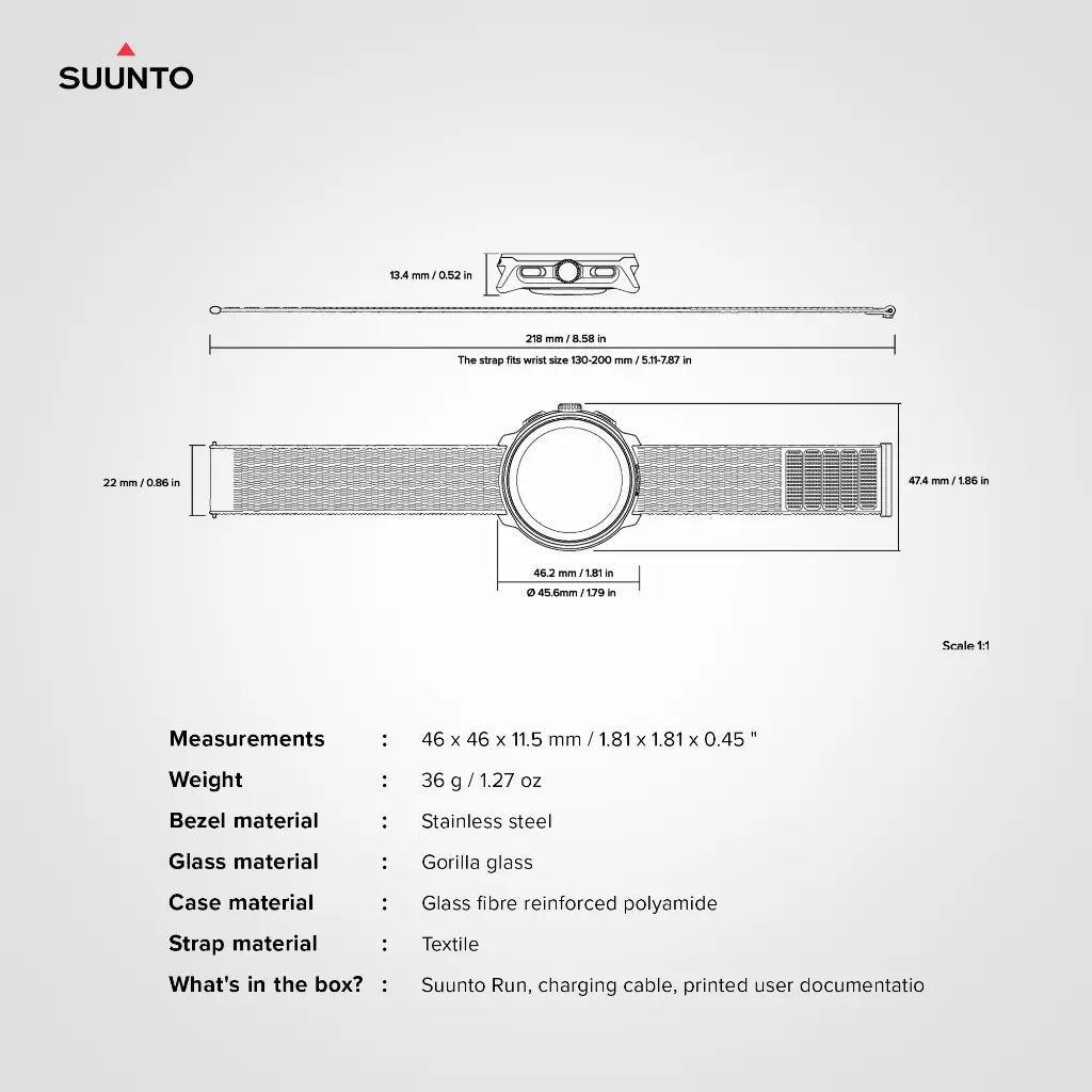 Suunto Run Smart Watch นาฬิกาสายเพอร์ฟอแมนซ์ วิ่งเทรล MP3 - All Black