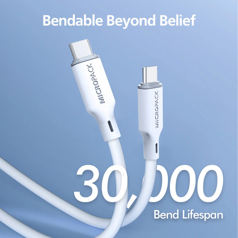 MICROPACK USB C TO C SOFT SILICON 120CM - WHITE (MC-C60)