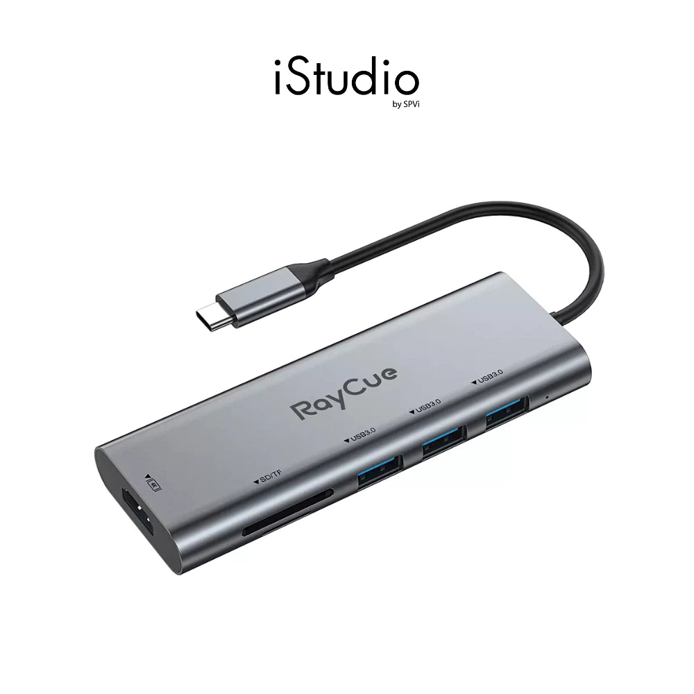 RAYCUE 6 IN 1 USB-C HUB ( USB-A 3.0*3+HDMI+SD CARD+MICRO SD ) GREY