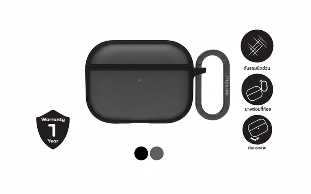 เคสแอร์พอร์ต JTLEGEND For Airpods Pro 3 Edge Solid ShockProof Matte Black