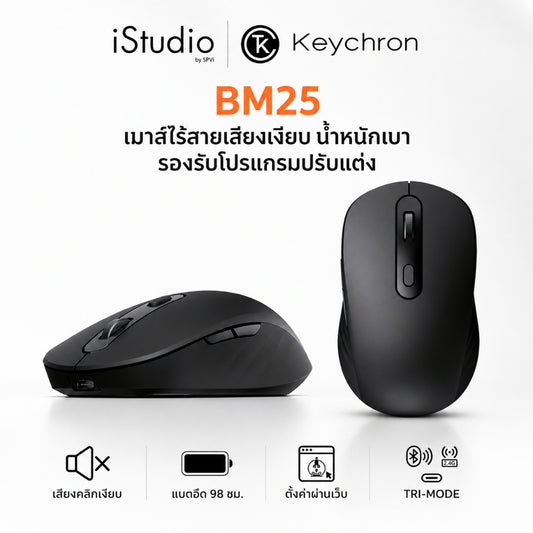 KEYCHRON BM25 WIRELESS MOUSE ALL SILENT MICRO SWITCH - BLACK