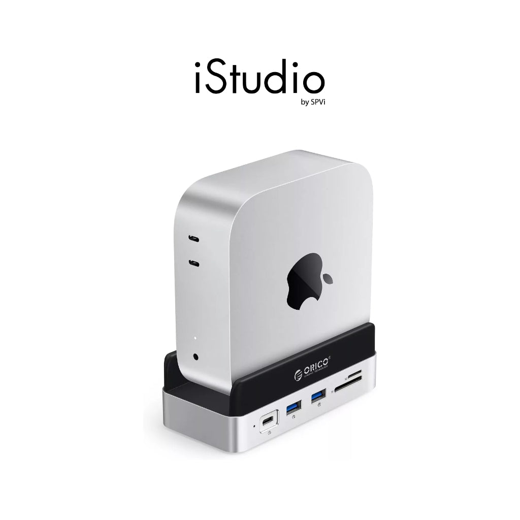 ORICO MiniDock Desktop Stand ฮับสำหรับ Mac mini M4 10-in-1 SSD M.2, USB-C และ USB-A 10Gb พร้อมขาตั้งในตัว