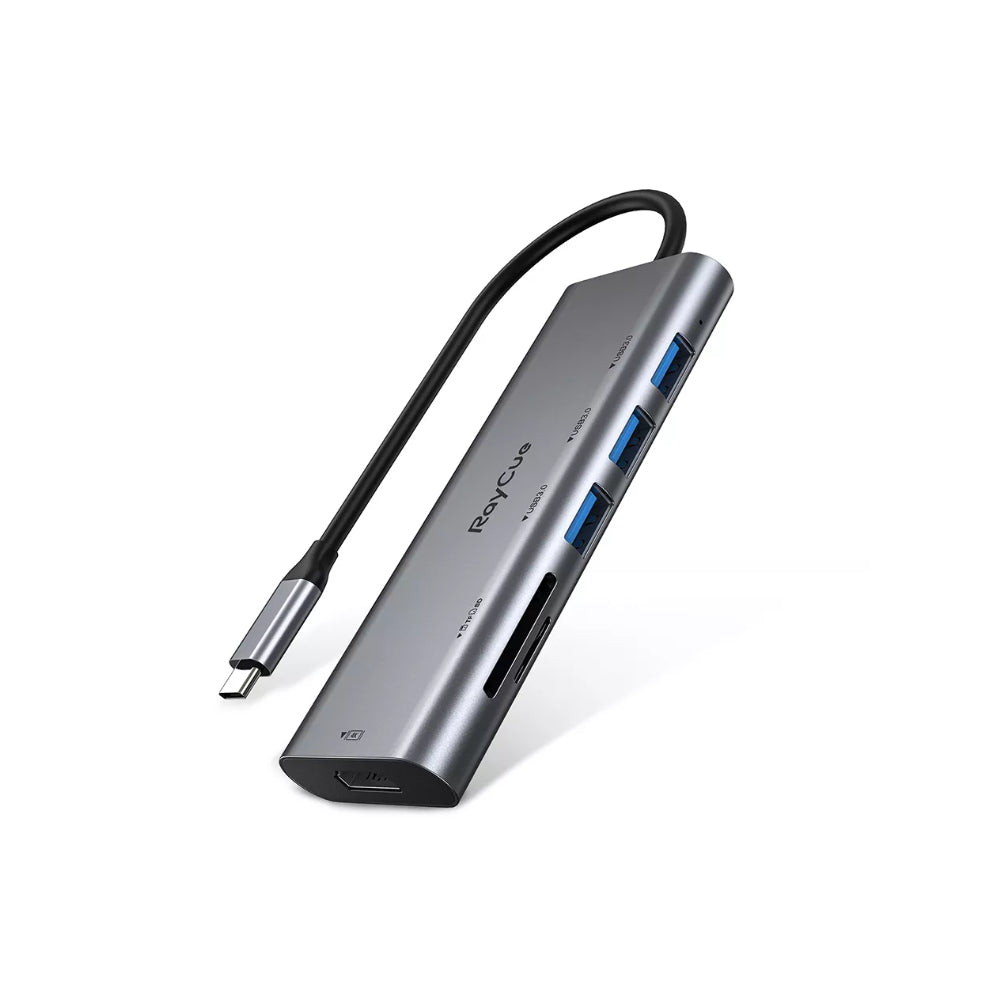 RAYCUE 6 IN 1 USB-C HUB ( USB-A 3.0*3+HDMI+SD CARD+MICRO SD ) GREY