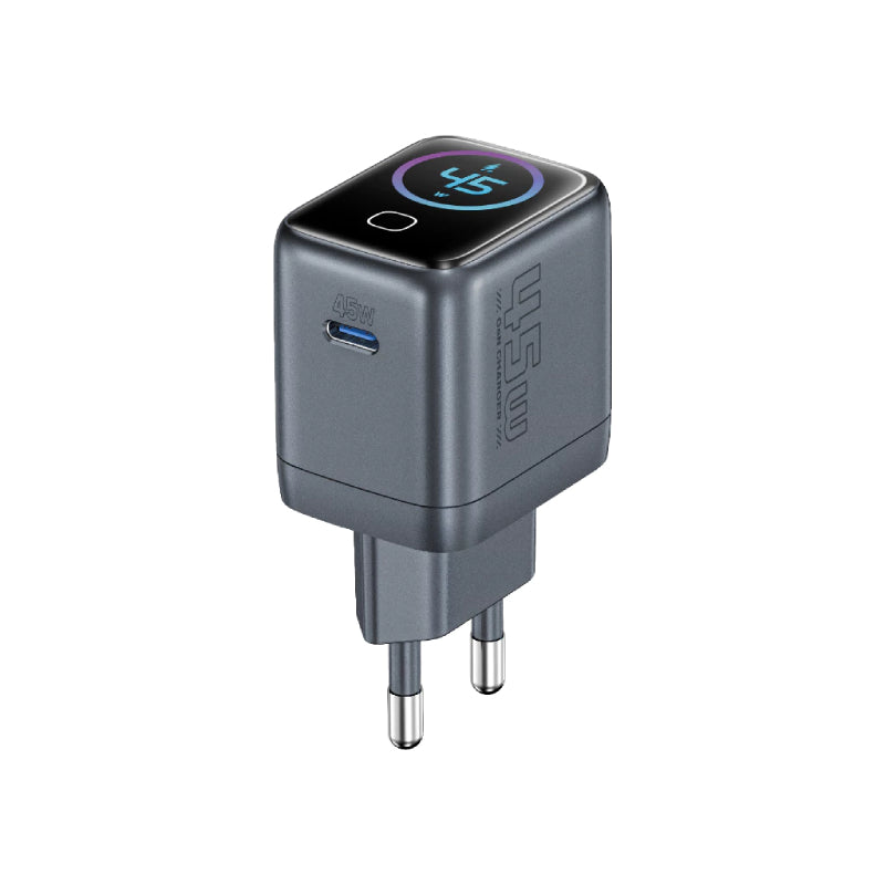 ALPHA .X ALC-AC45W23 ADAPTER + LED DISPLAY 45W GAN TYPE-C X1 OUTPUTS AI INTELLIGENT , BLACK