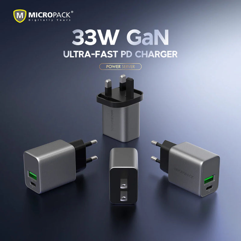 MICROPACK 33W GAN WALL CHARGER - GREY (MWC-233PD-ES-TH)