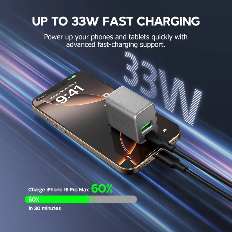 MICROPACK 33W GAN WALL CHARGER - GREY (MWC-233PD-ES-TH)