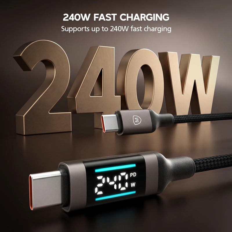 "MICROPACK 240W  SOFT BRAIDED USB-C FAST CHARGING CABLE (MC-C240-BK) 2M"
