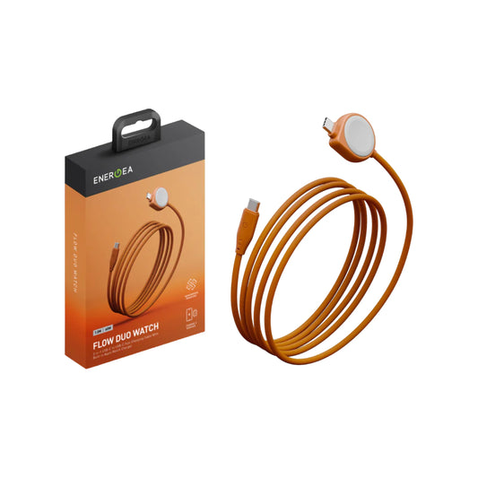 ENERGEA FLOW DUO WATCH, 2-IN-1 C TO C + WATCH CABLE, 480MBPS, 60W, 1.5M -ORANGE