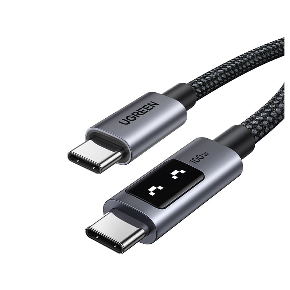 สายชาร์จ Ugreen USB-C to USB-C Cable Nylon 100W 1M. Robot Gray