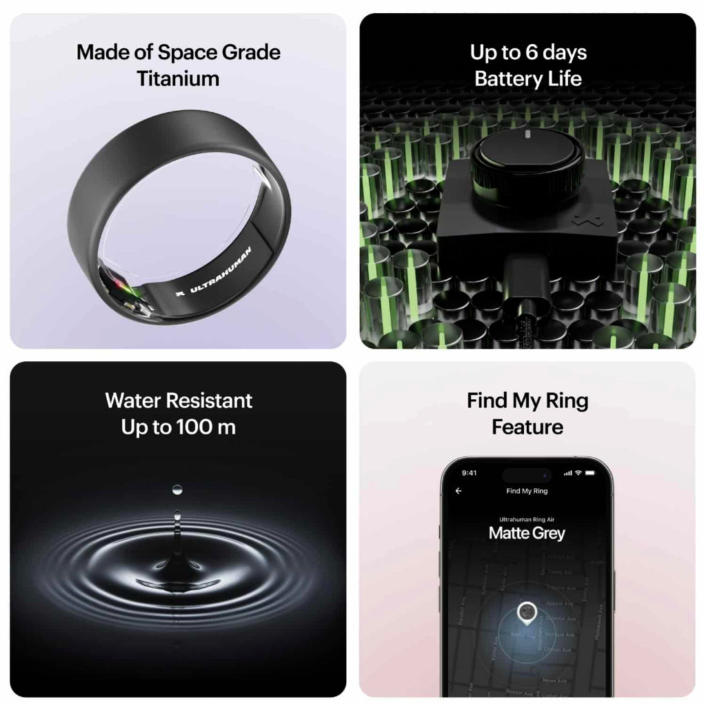 Ultrahuman Ring AIR แหวนอัจฉริยะ - Matte Grey Size 5 (51-52mm)