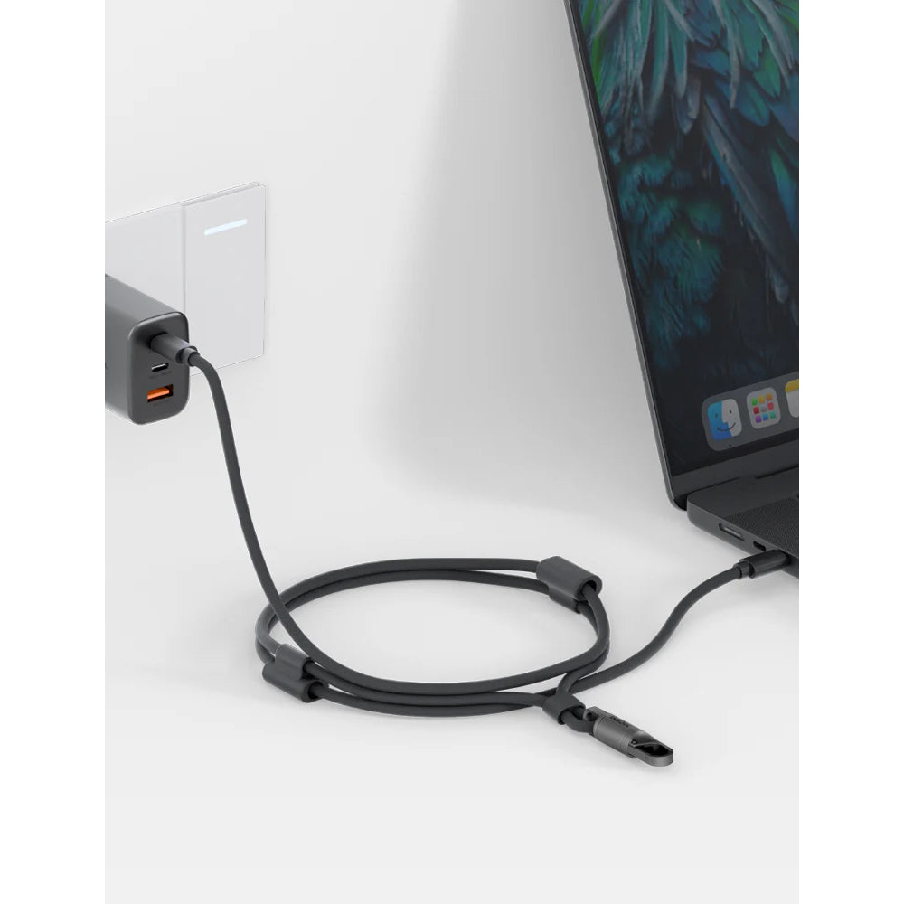 ENERGEA LASSO LANYARD C-C CABLE 480MBPS, 240W WITH LANYARD CARD 1.5M -SAND