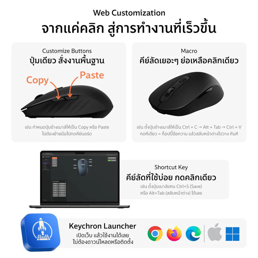 KEYCHRON BM25 WIRELESS MOUSE ALL SILENT MICRO SWITCH - BLACK