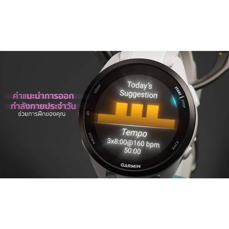 Garmin Forerunner 165 สมาร์ทวอทช์ สำหรับนักวิ่ง - Mist Grey,Whitestone