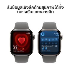 Apple Watch Series 10 GPS + Cellular 42mm Natural Titanium Case with Stone Grey Sport Band - S/M