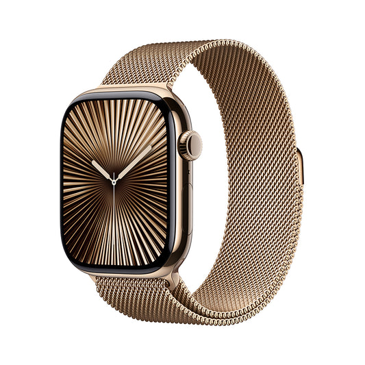 Apple Watch Series 10 GPS + Cellular 46mm Gold Titanium Case with Gold Milanese Loop - M/L