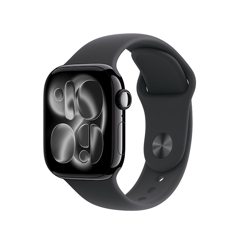 Apple Watch Series 11 GPS + Cellular 42mm Jet Black Aluminium Case with Black Sport Band - S/M