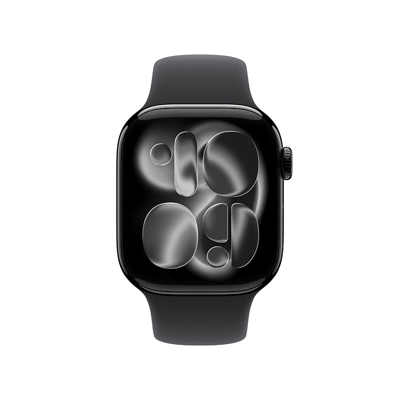 Apple Watch Series 11 GPS + Cellular 42mm Jet Black Aluminium Case with Black Sport Band - S/M