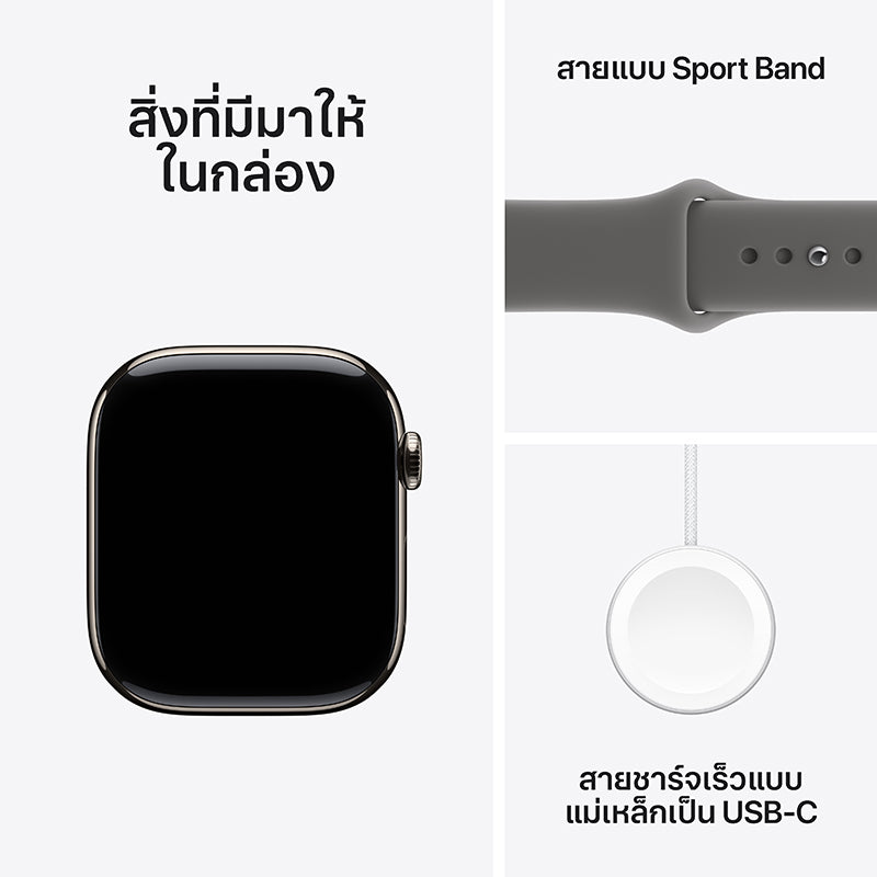 Apple Watch Series 11 GPS + Cellular 46mm Natural Titanium Case with Stone Grey Sport Band - M/L