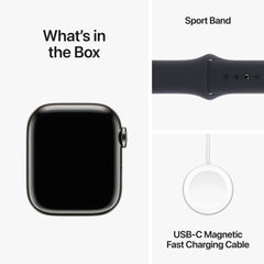 Apple Watch Series 9 GPS + Cellular 41mm Graphite Stainless Steel Case with Midnight Sport Band - M/L
