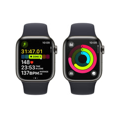 Apple Watch Series 9 GPS + Cellular 41mm Graphite Stainless Steel Case with Midnight Sport Band - M/L