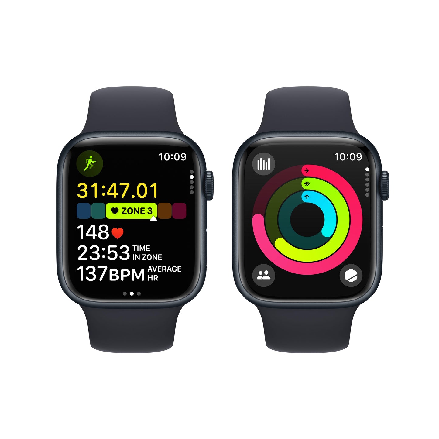 Apple Watch Series 9 GPS + Cellular 45mm Midnight Aluminium Case with Midnight Sport Band - M/L