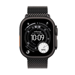 Apple Watch Ultra 3 GPS + Cellular 49mm Black Titanium Case with Black Titanium Milanese Loop - Medium