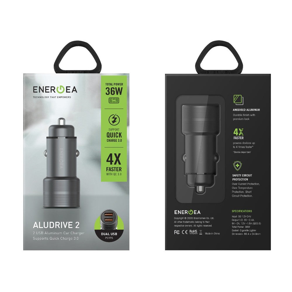 ที่ชาร์จแบตในรถ ENERGEA Car Charger 1 USB-A / 1 USB-C ALUDRIVE 2 Gunmetal
