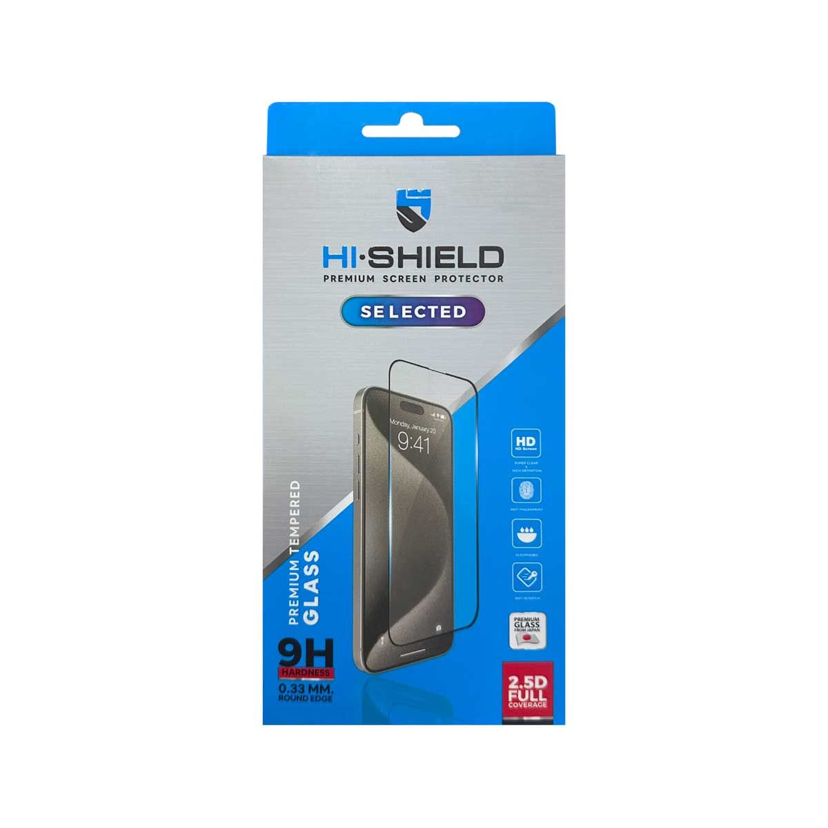 ฟิล์มกระจกแบบใสเต็มจอ Hi-Shield Tempered Glass 2.5D Full Coverage สำหรับ iPhone 14 Pro Black