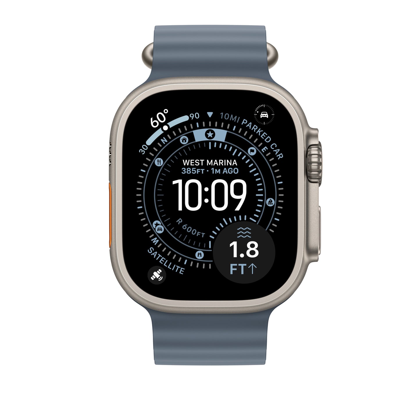 49mm Anchor Blue Ocean Band - Natural Titanium Finish